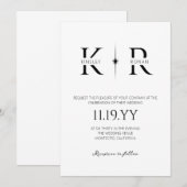 Elegante Flare Monogram Huwelijk Kaart (Voorkant / Achterkant)