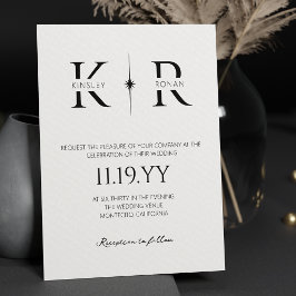 Elegante Flare Monogram Huwelijk Kaart