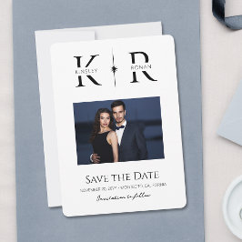 Elegante Flare Monogram Huwelijk Save the Date