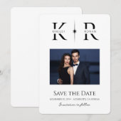 Elegante Flare Monogram Huwelijk Save the Date (Voorkant / Achterkant)