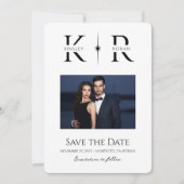 Elegante Flare Monogram Huwelijk Save the Date (Voorkant)