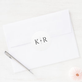 Elegante Flare Monogram Huwelijksenvelopzegel Ronde Sticker