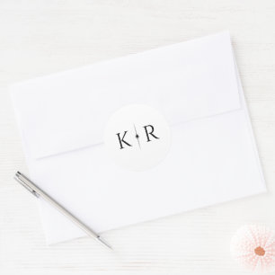 Elegante Flare Monogram Huwelijksenvelopzegel Ronde Sticker
