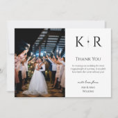 Elegante Flare Monogram Trouwfoto Bedankkaart (Voorkant)