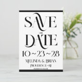 Elegante Flare Typografie Zwart-wit Save The Date (Staand voorkant)