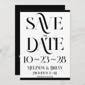 Elegante Flare Typografie Zwart-wit Save The Date (Voorkant / Achterkant)