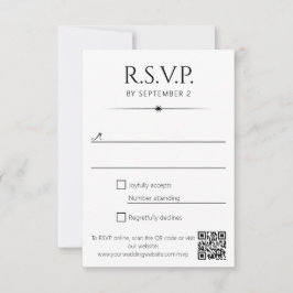 Elegante Flare Zwart Wit QR Code Huwelijk RSVP Kaartje