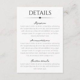 Elegante Flare Zwart Witte Trouwdetails Informatiekaartje