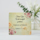 Elegante Flat Wedding Bedankt Card (Staand voorkant)