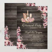 Elegante fles, glas, laarzen Bloemen Pensioen Kaart (Voorkant / Achterkant)