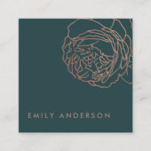 ELEGANTE FLES GROEN BLUSH ROZE ROSE GOUDEN BLOEM VIERKANTE VISITEKAARTJE (Voorkant)
