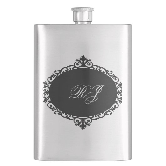Elegante fles zwart zilver monogram flacon (Voorkant)