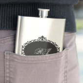 Elegante fles zwart zilver monogram flacon (Voorbeeld)