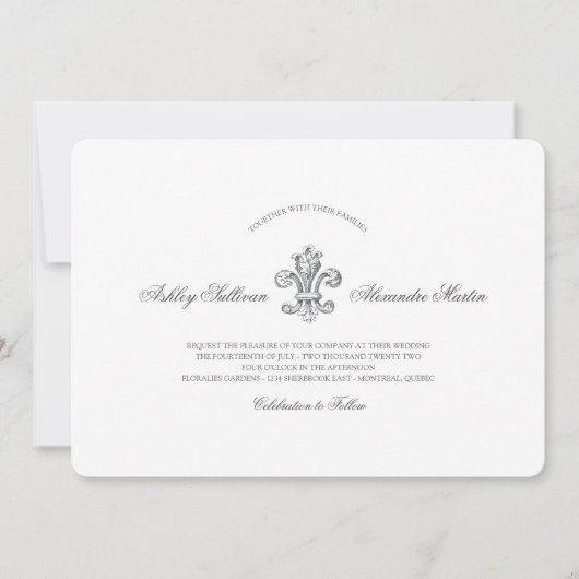 Elegante Fleur de Lis Bruiloft Combo 2 Kaart (Voorkant)