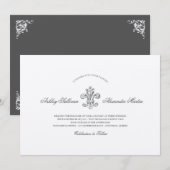 Elegante Fleur de Lis Bruiloft Combo Kaart (Voorkant / Achterkant)