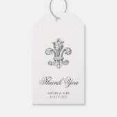 Elegante Fleur de Lis bruiloft dank u 2 Cadeaulabel (Voorkant)