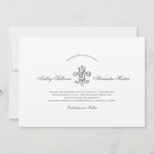 Elegante Fleur de Lis bruiloft met RSVP Kaart (Voorkant)