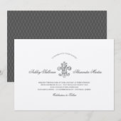 Elegante Fleur de Lis bruiloft met RSVP Kaart (Voorkant / Achterkant)