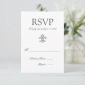 Elegante Fleur de Lis Bruiloft RSVP 2 (Staand voorkant)