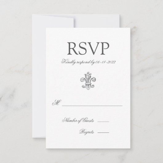 Elegante Fleur de Lis Bruiloft RSVP 2 Kaartje (Voorkant)