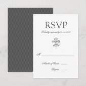 Elegante Fleur de Lis Bruiloft RSVP 2 Kaartje (Voorkant / Achterkant)
