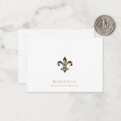 Elegante Fleur-de-lis Logo White Note Cards Notitiekaartje (Voorkant / Achterkant in situ)
