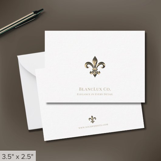 Elegante Fleur-de-lis Logo White Note Cards Notitiekaartje