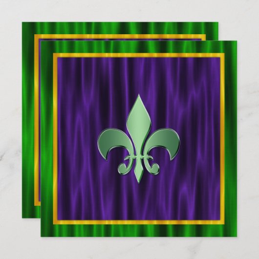 Elegante Fleur de Lis Mardi Gras bruiloft Kaart (Voorkant / Achterkant)