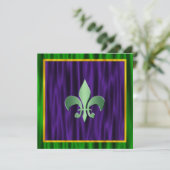 Elegante Fleur de Lis Mardi Gras bruiloft Kaart (Staand voorkant)