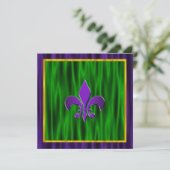 Elegante Fleur de Lis Mardi Gras bruiloft Kaart (Staand voorkant)