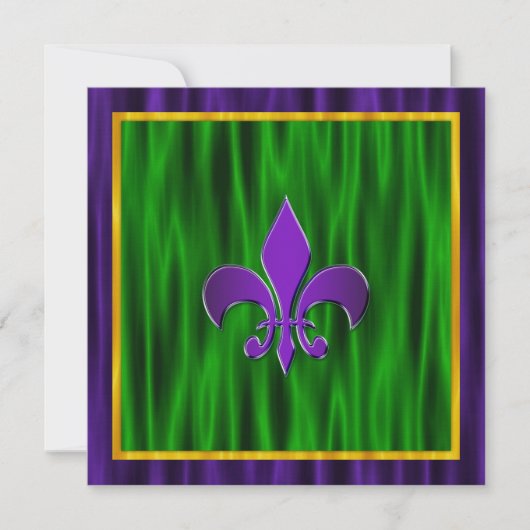 Elegante Fleur de Lis Mardi Gras bruiloft Kaart (Voorkant)