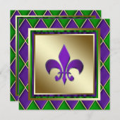 Elegante Fleur de Lis Mardi Gras bruiloft Kaart (Voorkant / Achterkant)