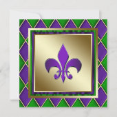 Elegante Fleur de Lis Mardi Gras bruiloft Kaart (Voorkant)