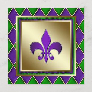 Elegante Fleur De Lis Mardi Gras Bruiloft Kaart