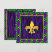 Elegante Fleur de Lis Mardi Gras bruiloft Kaart (Voorkant / Achterkant)