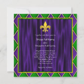 Elegante Fleur de Lis Mardi Gras bruiloft Kaart (Achterkant)