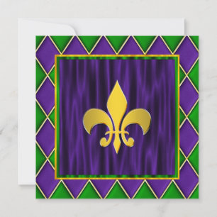 Elegante Fleur de Lis Mardi Gras bruiloft Kaart