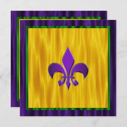 Elegante Fleur de Lis Mardi Gras bruiloft Kaart (Voorkant / Achterkant)