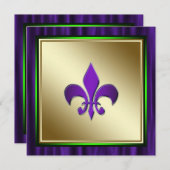 Elegante Fleur de Lis Mardi Gras bruiloft Kaart (Voorkant / Achterkant)