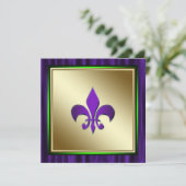 Elegante Fleur de Lis Mardi Gras bruiloft Kaart (Staand voorkant)