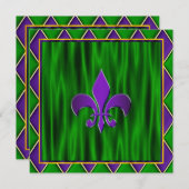 Elegante Fleur de Lis Mardi Gras bruiloft Kaart (Voorkant / Achterkant)