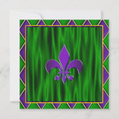 Elegante Fleur de Lis Mardi Gras bruiloft Kaart (Voorkant)