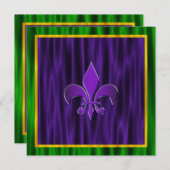 Elegante Fleur de Lis Mardi Gras bruiloft Kaart (Voorkant / Achterkant)