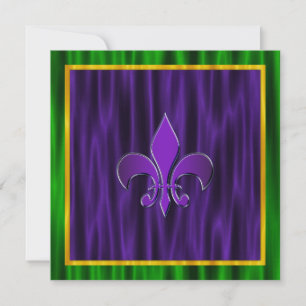Elegante Fleur de Lis Mardi Gras bruiloft Kaart