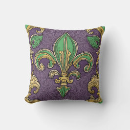 Elegante Fleur de Lis Mardi Gras Kussen