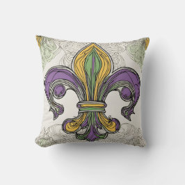Elegante Fleur de Lis Mardi Gras Kussen