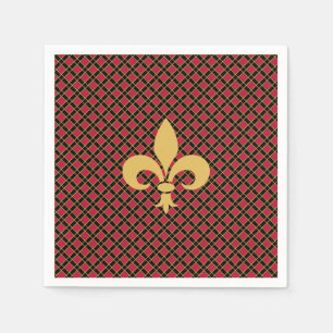 Elegante Fleur-de-lis of Lelie Bloem op Zwart & Ro Servet