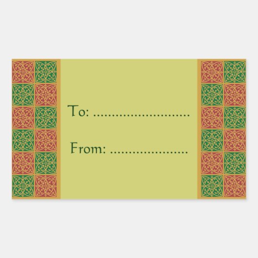 Elegante Fleur de Lis Rood Groen Cadeau Stickers (Voorkant)