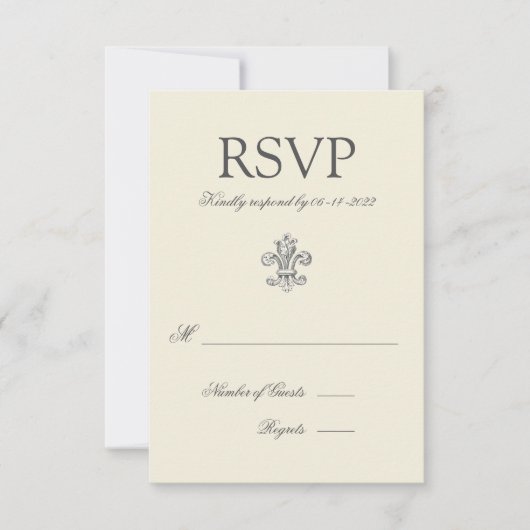 Elegante Fleur de Lis Trouw-RSVP RSVP Kaartje (Voorkant)
