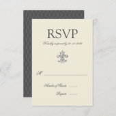 Elegante Fleur de Lis Trouw-RSVP RSVP Kaartje (Voorkant / Achterkant)
